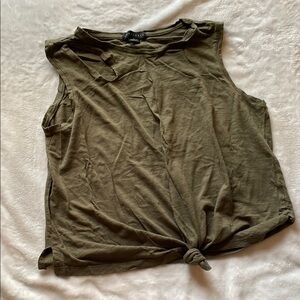 Sanctuary Green Sleeveless Muscle Tee with Tie Front